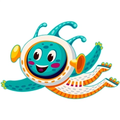 Space Explorers Theme Cosmic Buddy Alien Transparent Sticker